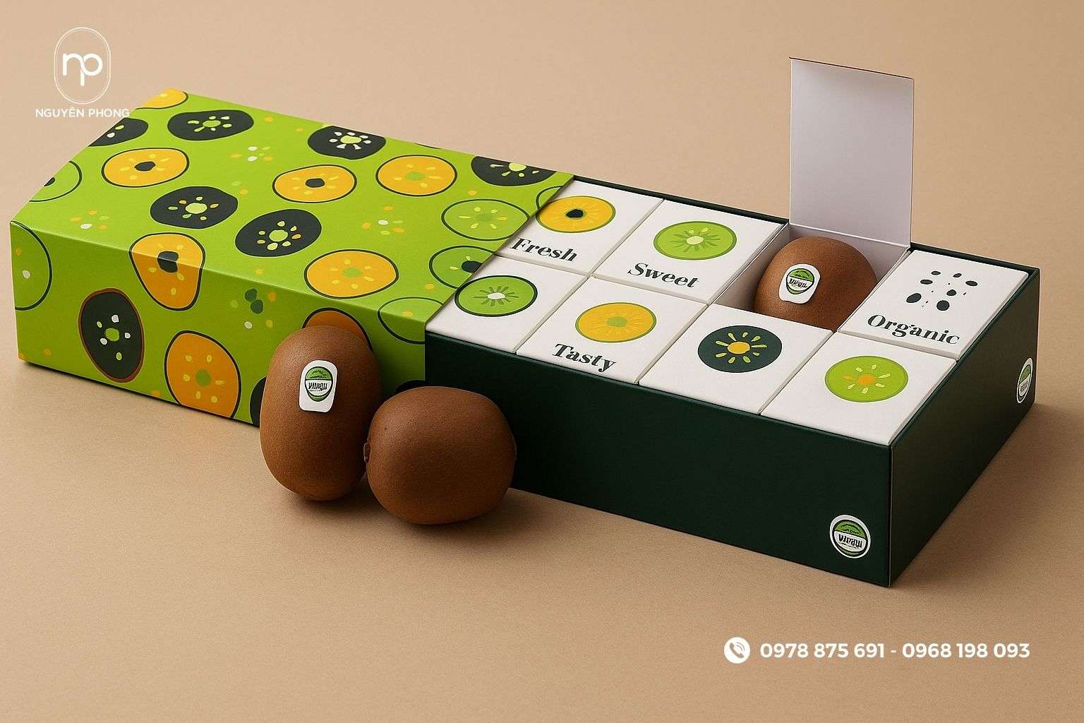Hộp giấy đựng kiwi đẹp